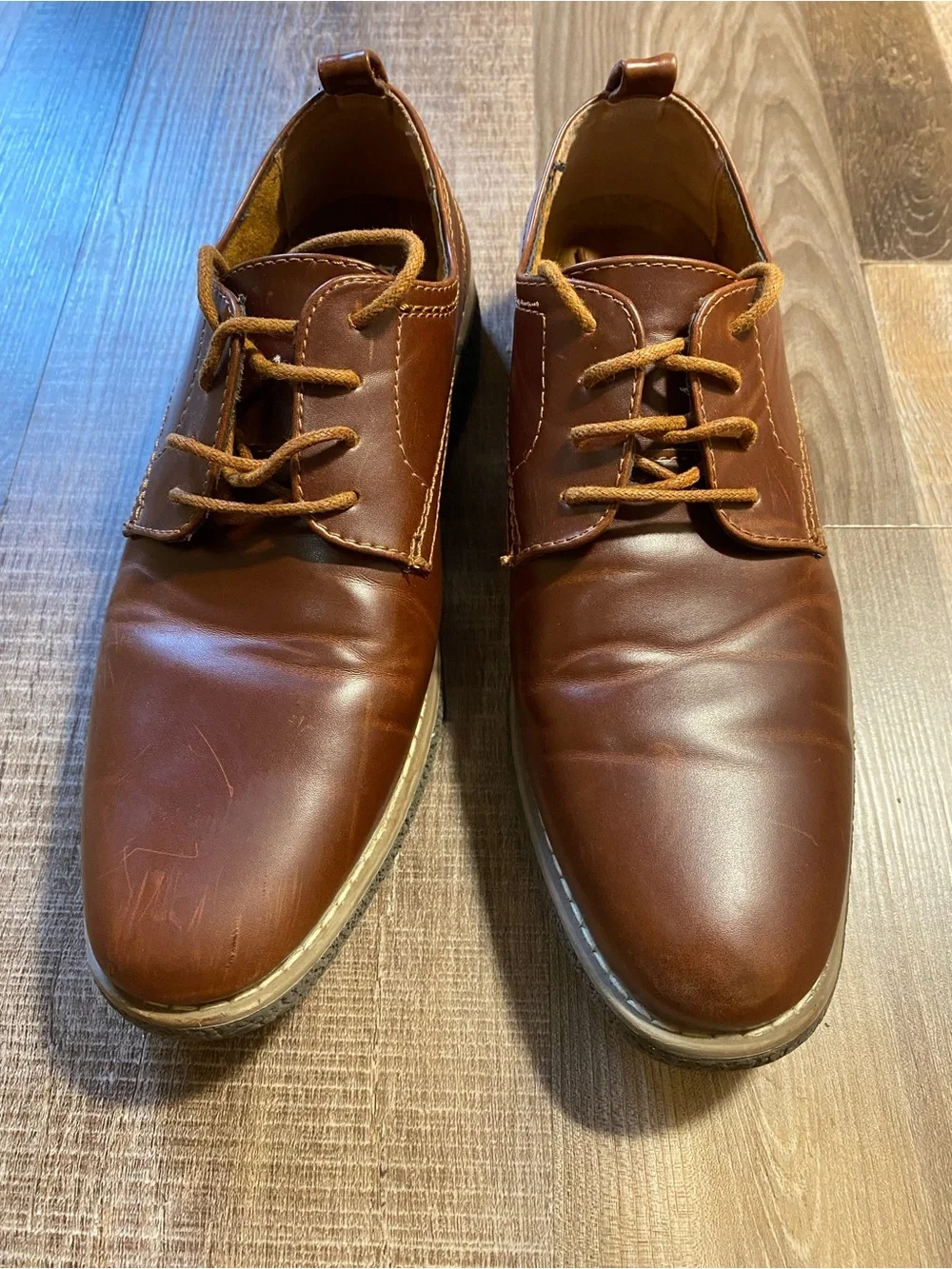 Deer Stags Men's Brown Leather Lace-Up Oxfords